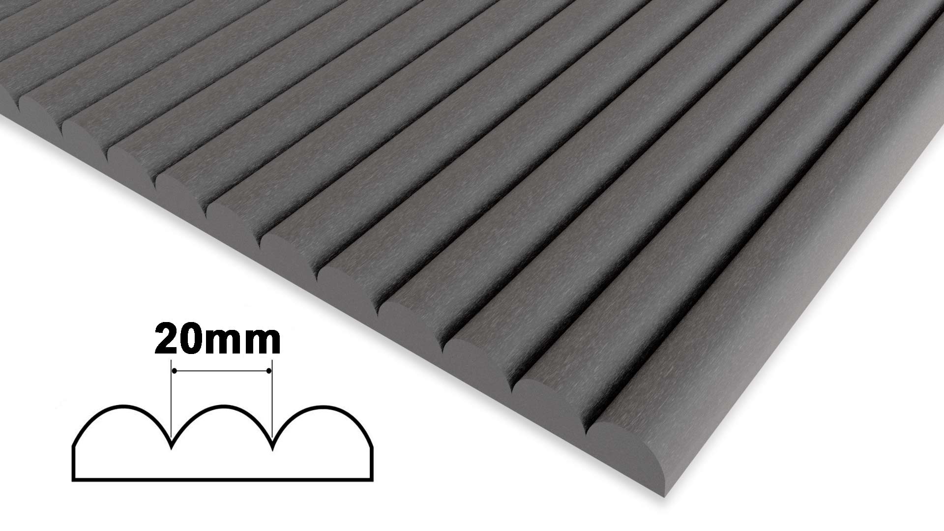 Ribbed Black MDF Panels - Ribs Width 20mm Ribbed Black MDF Panels - Ribs Width 20mm